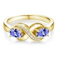 thumbnail image 2 of Gem Stone King 18K Yellow Gold Plated Silver Blue Tanzanite and Created Sapphire Infinity Love Knot Ring for Women | 1.01 Cttw | Oval 6X4MM | Gemstone Birthstone | Jewelry Gifts for Mom Wife | Size 5, 2 of 5