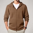 thumbnail image 2 of KHONTS Men's French Terry Hoodies Full -Zip Drawstring Jackets Casual Lightweight Soft Hooded Sweatshirts with Pockets Coffee M, 2 of 6