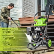 4200PSI Pressure Washer 4.0GPM Gas Power Washer 209CC Gas Powered Washing Machine Commercial High Pressure Washer with 25ft Hose&4 Nozzles for Patio Garden Yard Vehicle