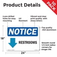 thumbnail image 2 of Restroom [Down Arrow] OSHA Notice Aluminum Sign 24 Inch x 18 Inch - 10 Pack, 2 of 8