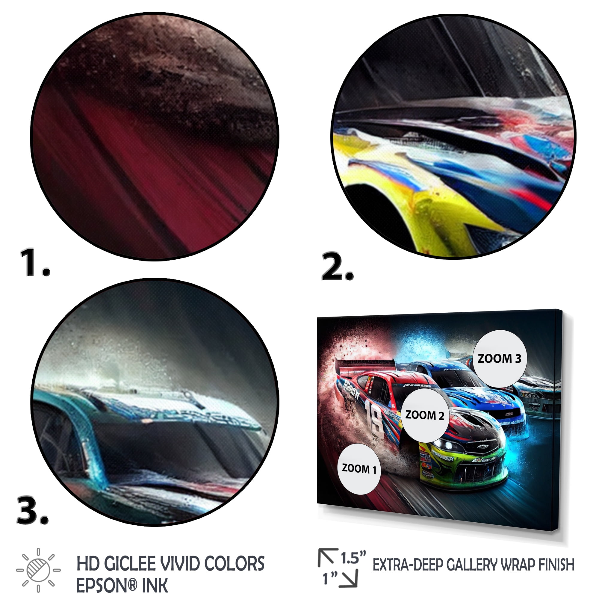 Designart American Stock Car Racing V Canvas Wall Art