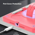 thumbnail image 6 of Decase for for iPad 9th/ 8th/ 7th Gen Military Grade Protection Case,Built-in Rotation Ring Stand,with Shoulder Strap & Hand Strap,with Pen Holder,Rugged Shockproof Heavy Duty Case Cover,Redpurple, 6 of 13