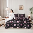thumbnail image 4 of Manfei Kawaii Ribbon Bow Personalized Initial A Bedding Comforter Set 7pcs for Girls,Romantic Geometric Plaid Bow Tie Queen Bedding Sets for Kids Teens,Pink Reversible,Lightweight Room Decor, 4 of 7