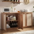 thumbnail image 4 of Hommpa Set of 2 Sideboard Buffet Cabinet Rattan Kitchen Storage Organizer Boho Farmhouse Accent Cabinets TV Console for Living Dining Room Coffee Bar for Party Holiday Festival Christmas Gift, Brown, 4 of 11