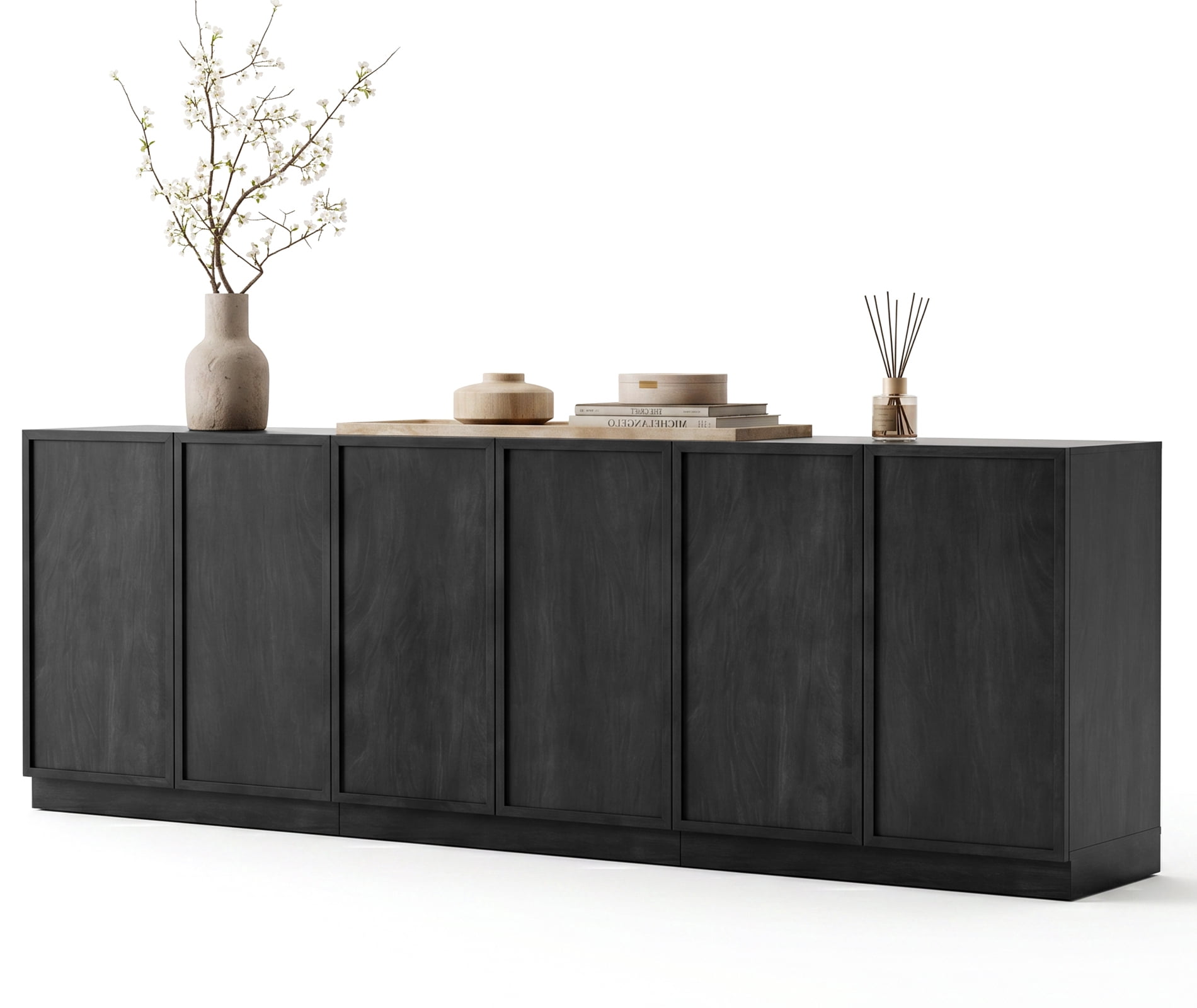 94.5" Modern Sideboard Buffet Cabinet with 6 Doors, Multifunctional Sideboard with Large Storage and Adjustable Shelf, Black