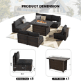 thumbnail image 6 of Gaildon 9 Piece Patio Furniture Set with Fire Pit Table, All Weather Outdoor Sectional PE Rattan, Patio Conversation Sets with Cushions for Garden Lawn Balcony Porch Deck, Black, 6 of 9