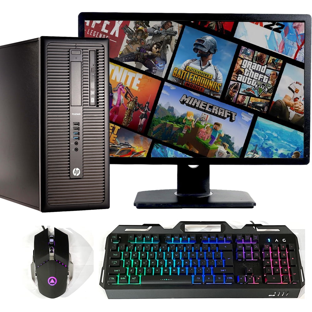 Restored HP Gaming PC Intel Core Processor 16GB Memory 256GB SSD + 2TB HD NVIDIA GeForce GT 740 Graphics DVD WiFi with a 22" LCD Windows 10 Computer (
