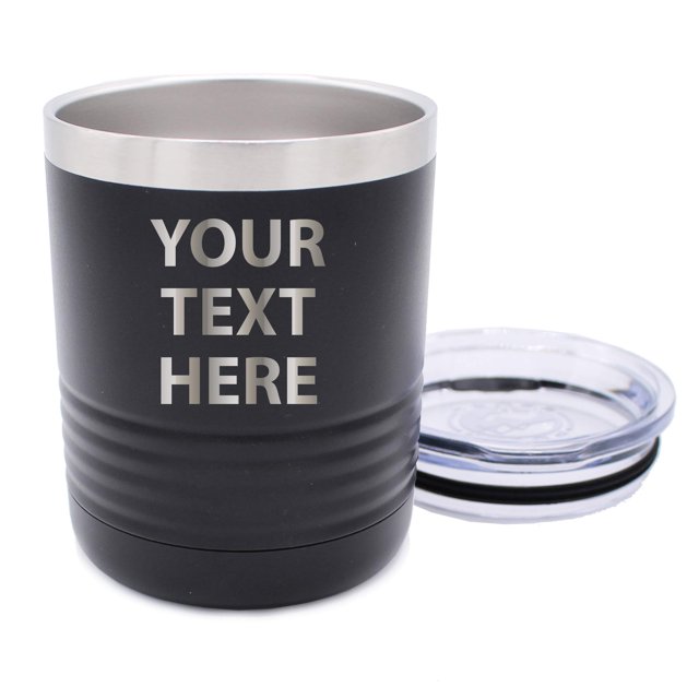 My Personal Memories Custom Personalized 10 oz Low Ball Insulated Tumbler Cup - Engraved with Your Customized Text (Black)