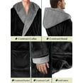 thumbnail image 6 of PAVILIA Mens Robe, Hooded Bathrobe for Men, Fleece Black Robe for Men with Hood, Plush Long Male Robe with Pockets - Two Tone Black-Grey, 6 of 9