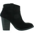thumbnail image 2 of Soda Women's Albert Faux Suede Cowboy Pull-Tab Stacked Heels Ankle Booties, 2 of 4