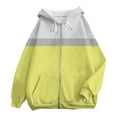 thumbnail image 5 of ManxiVoo Sweat à Capuche Rayé pour Femmes avec Fermeture Éclair, Poches Surdimensionnées, Veste Décontractée d'Automne Confortable à Manches Longues, Style de Rue, Taille g, Jaune, 5 of 5