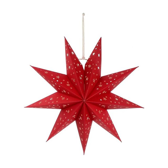 Hanging Christmas Lights with Star Cut-Out Design – LED Illuminated Paper and Wood Decor for Indoor Use