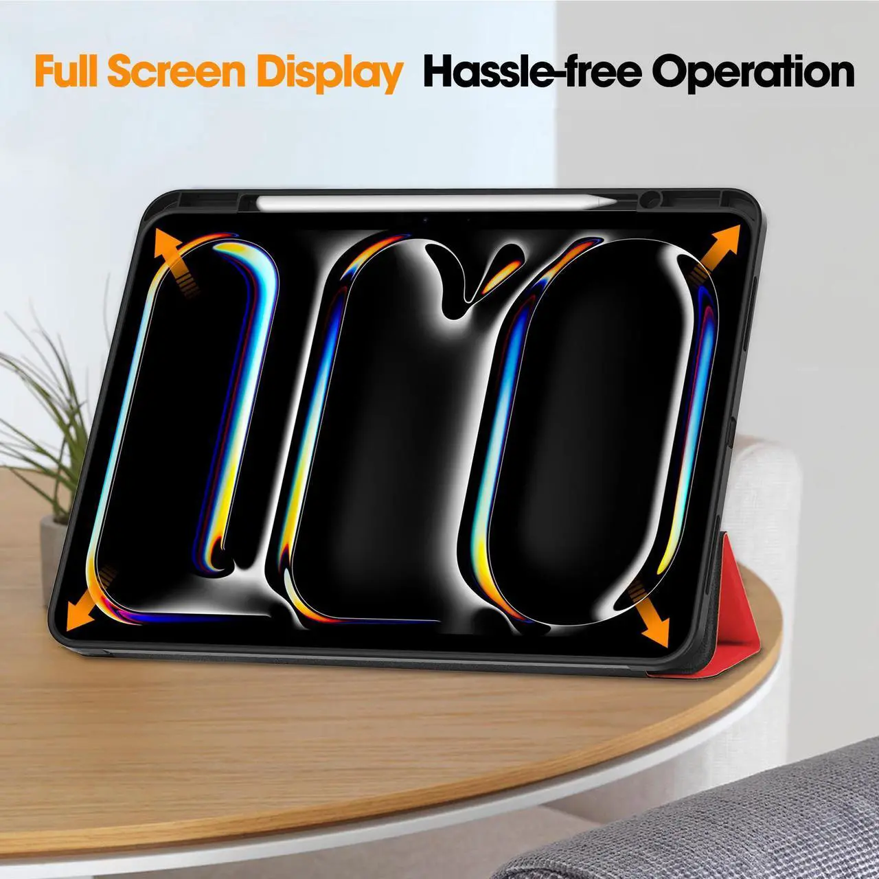 Case for iPad Pro 13 Inch M4 2024 A2925 A2926 A3007, Slim Smart Stand Cover Protective Cover with Pencil Holder, Stand, Universal Stylus Pen,Support Apple Pencil Charging + Auto Wake/Sleep