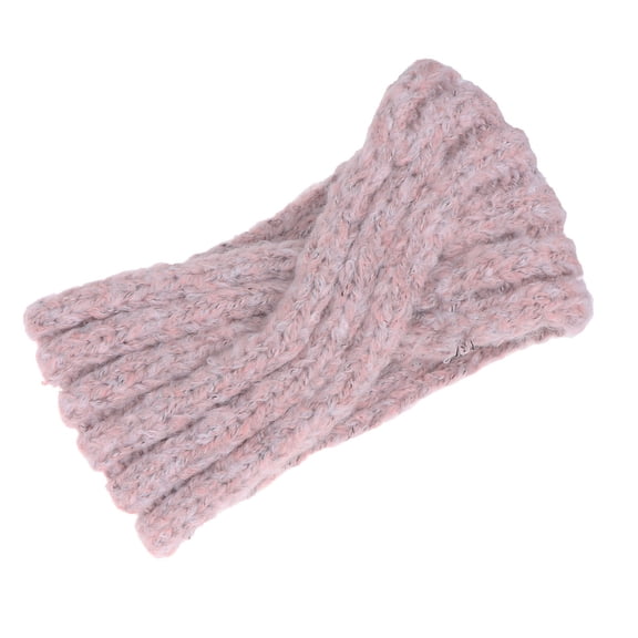 OUNONA 1pc Embroidered Headband Woolen Wide Rim Durable Warm Headwear for Women Pink