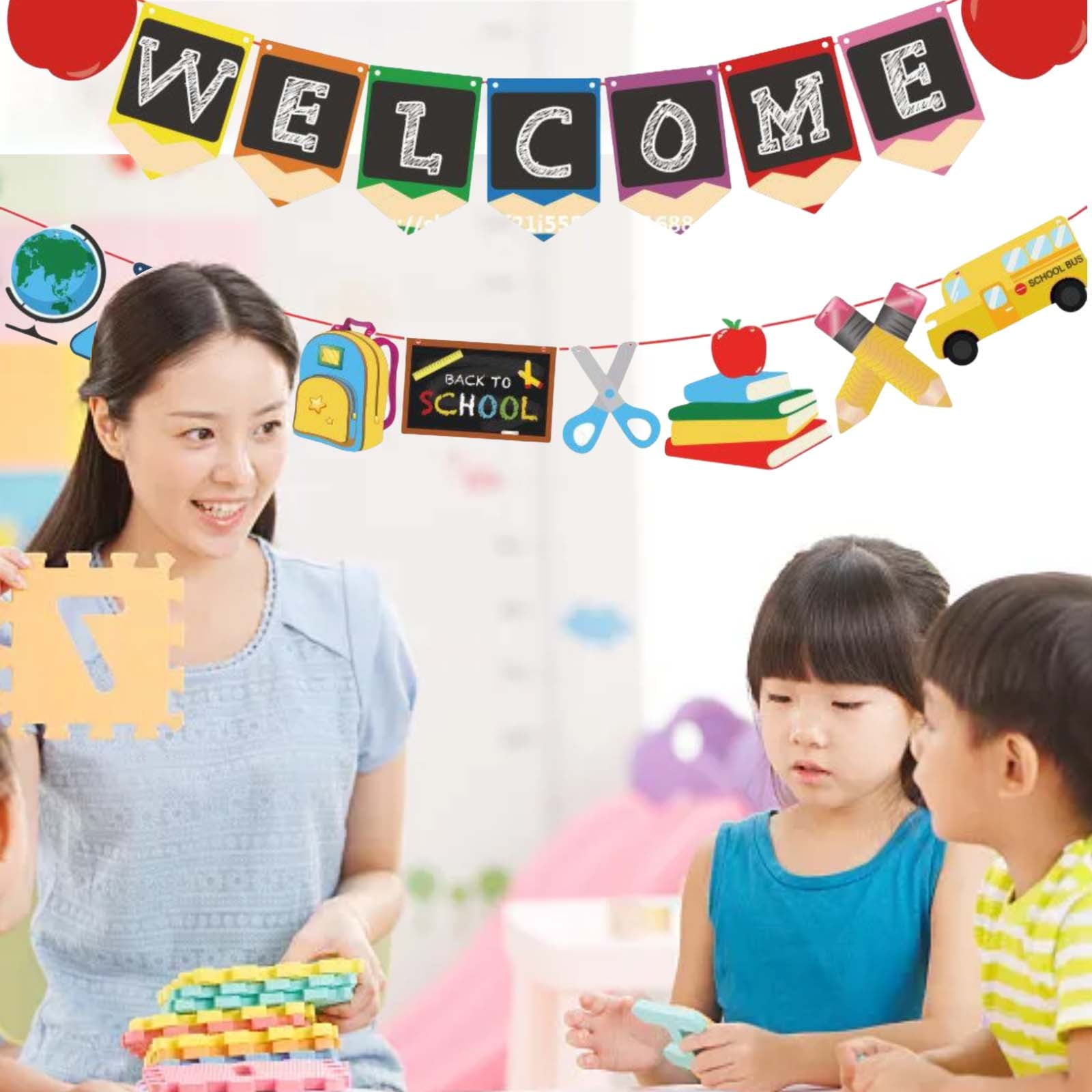 Tkrady Welcome Banner First Day Of School Classroom Banner Back To School Party Decor