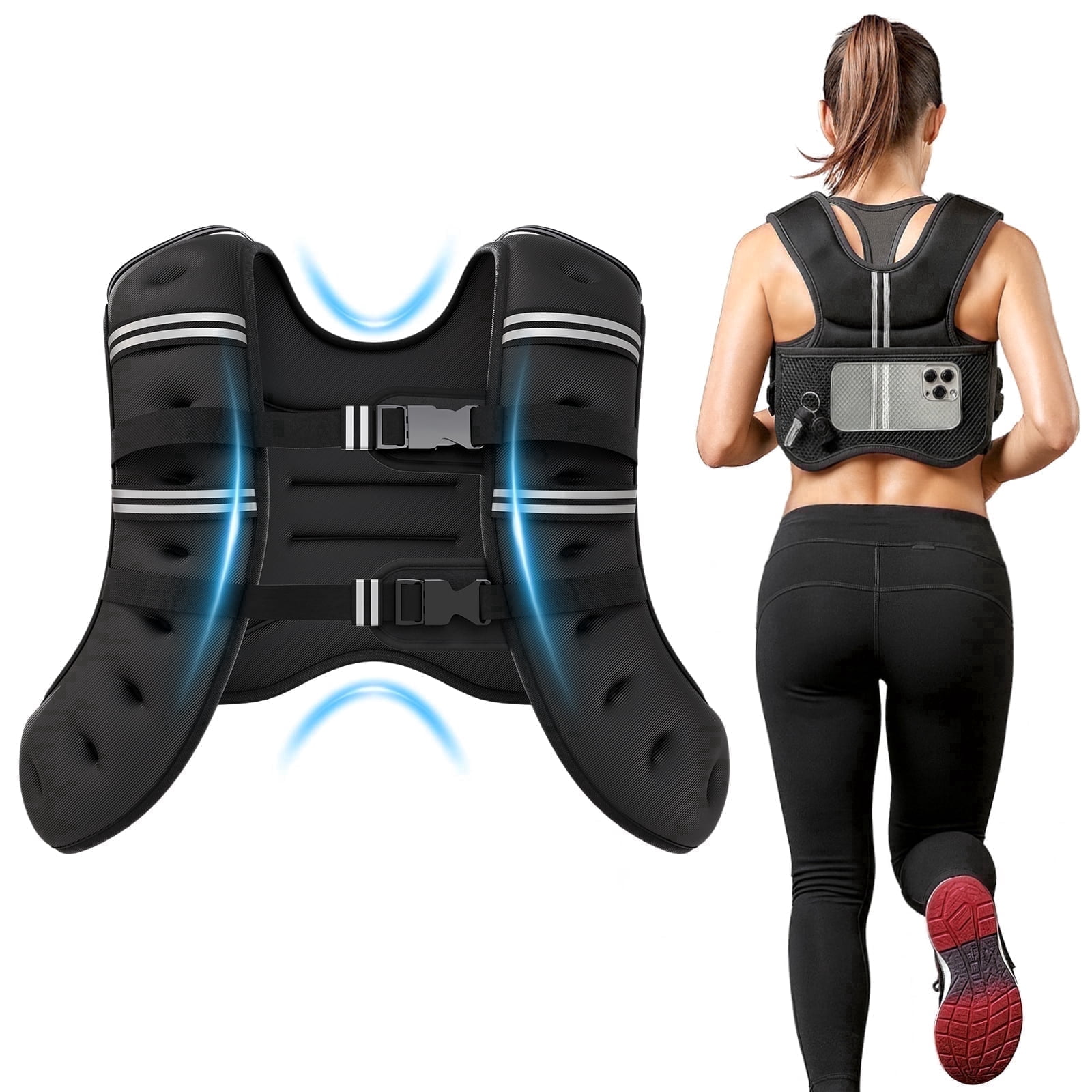 BAOKALER Adjustable Weighted Vest, 12 lbs with Reflective Strips for Men & Women, Strength Training, Running, Walking and Daily Workout