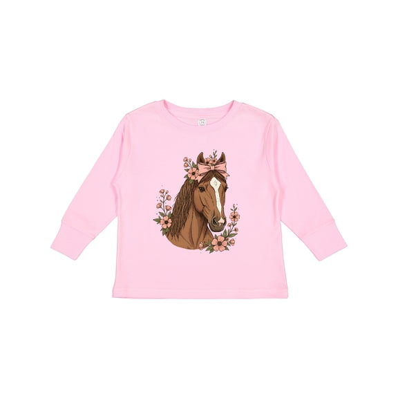 Inktastic Horse Girl Flowered Cute Girls Long Sleeve Toddler T-Shirt