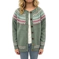 thumbnail image 2 of JUUNthy Womens Knit Cardigan, Vintage Graphic Long Sleeve Button Front Casual Fashion Sweater Outwear Pink 5XL, 2 of 14