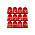 thumbnail image 3 of Pack Of 12 Soft Velvet Christmas Gift Bags For Holiday Celebrations And Party Favors, Drawstring Pouches In Festive Red, 3 of 11