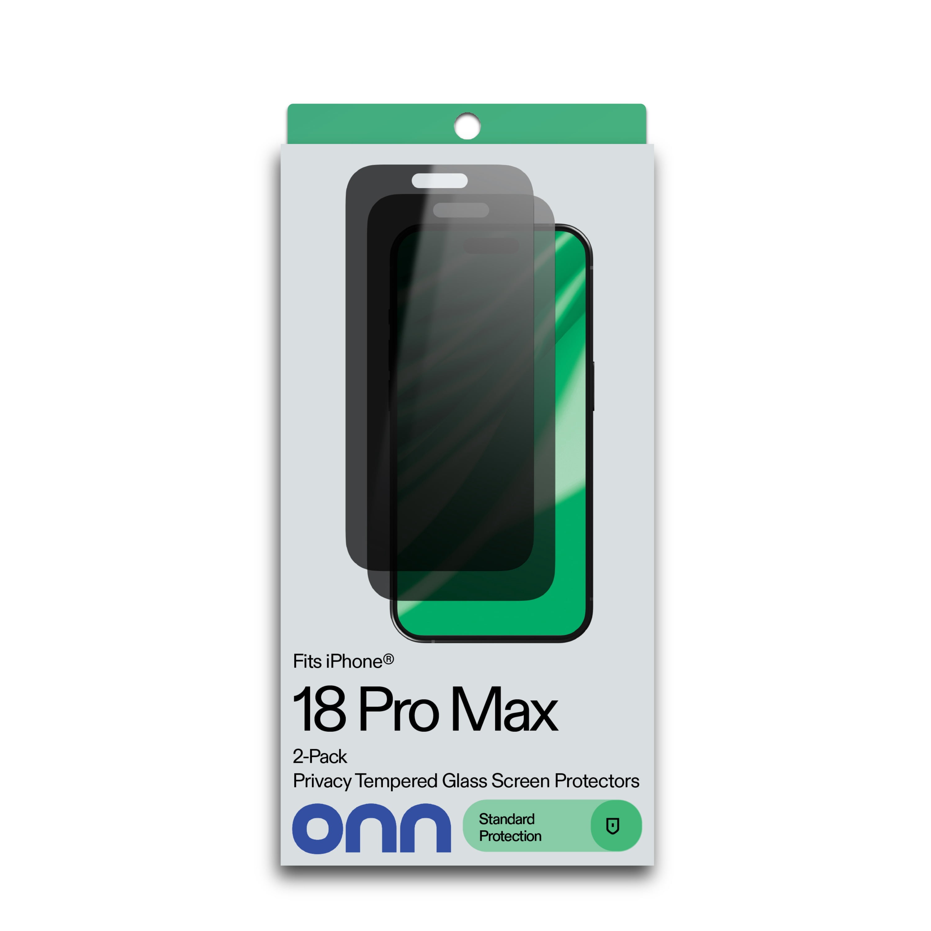 onn iPhone 18 Pro Max 2-Pack Privacy Glass Screen Protector with Camera Glass and Easy Installation Frame