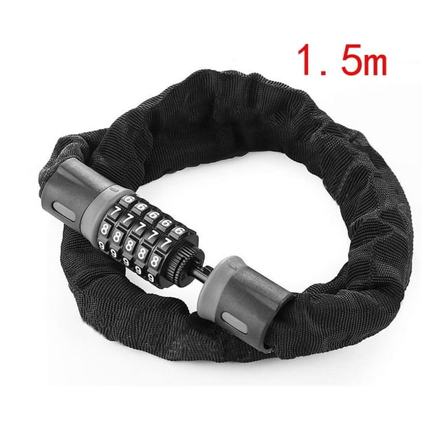 TFixol Durable Outdoor Bike Chain Lock with Password Protection for Mountain Bikes and Electric Motorcycles, Lightweight and Compact Design, 1.5m Length in Black/Gray
