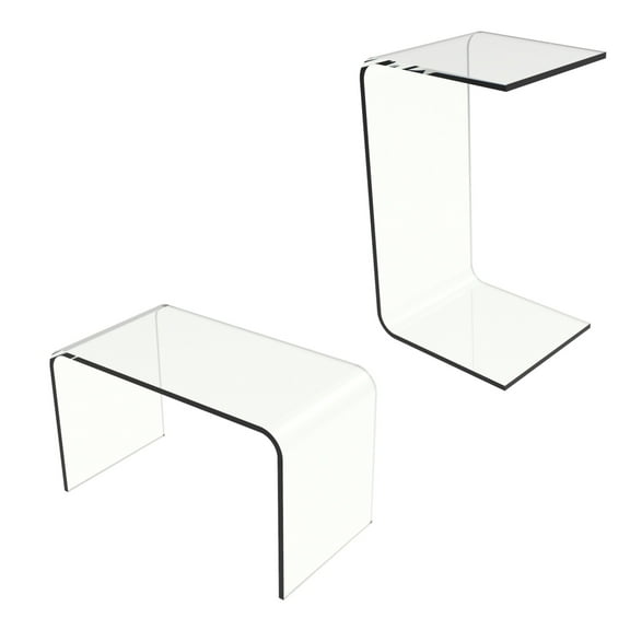 Lavish Home Acrylic Side Table, C-Shaped End Table, Laptop Lap Desk for Working, Writing, or Coloring, Modern Acrylic Furniture for Living Room, Bedroom, and Office