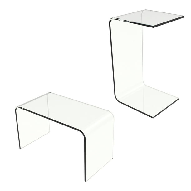 Acrylic Side Table Modern C Style Vertical End Table Or Lap Desk