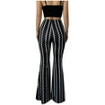 thumbnail image 3 of CaiJunJia Women's Striped High Waist Casual Flare Bell Bottom Stretch Long Pants, 3 of 5
