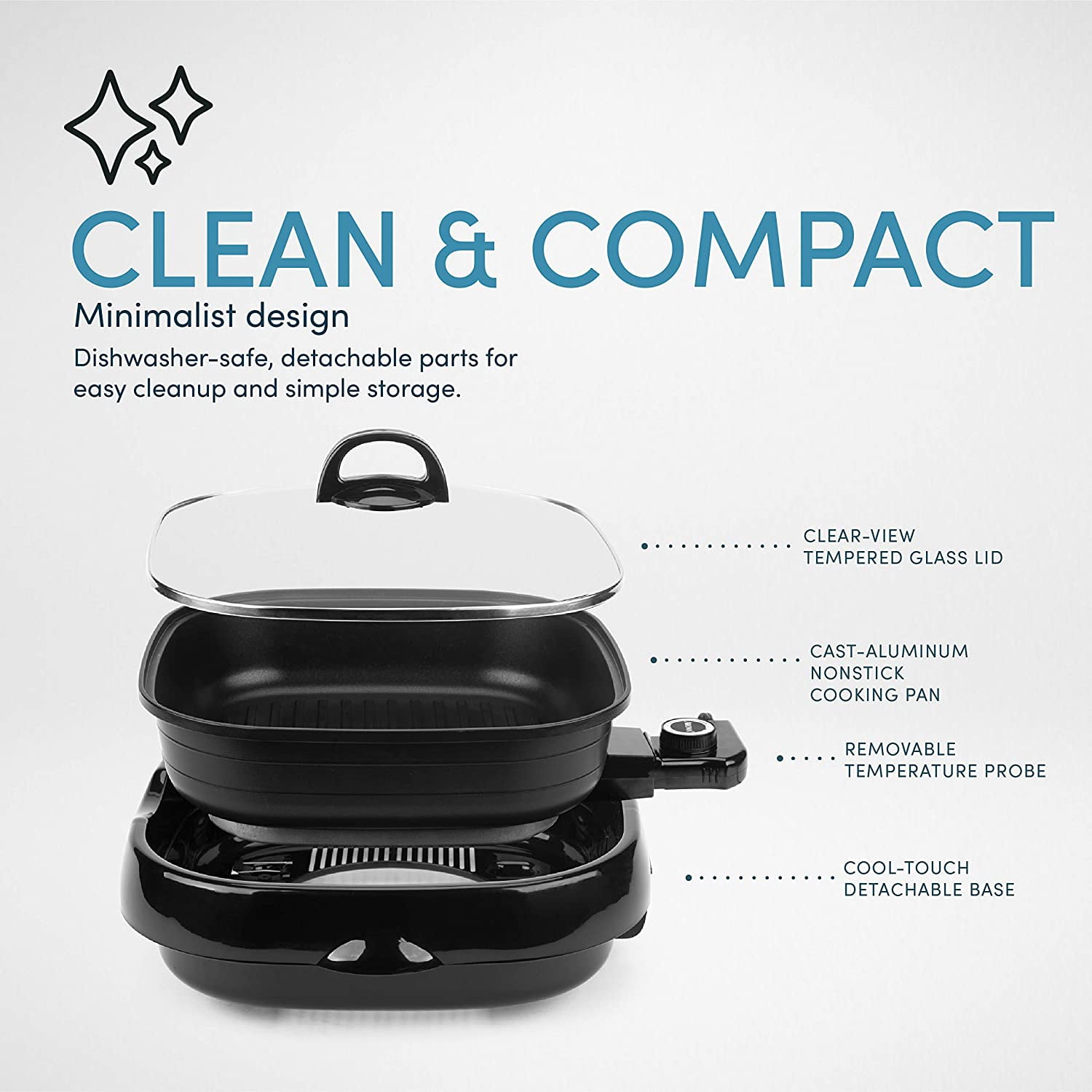 Aroma Grillet Electric Contact Grill - 3-in-1, Non-Stick, Portable
