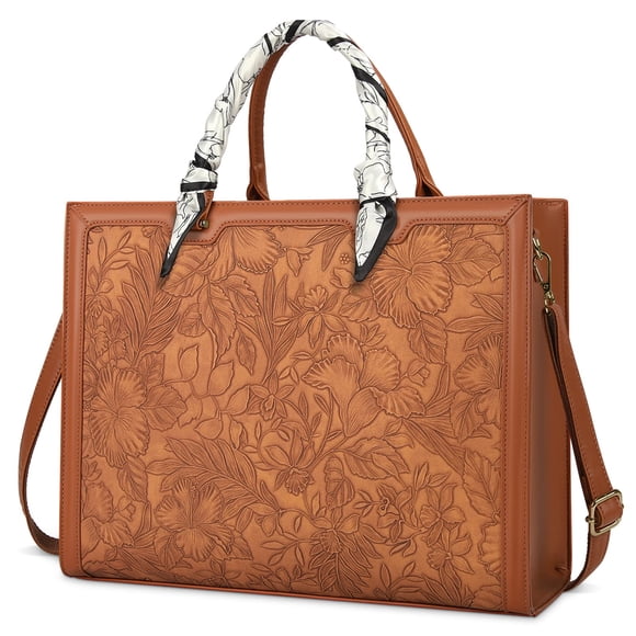 Sac pour Ordinateur Portable pour Femmes Sac Fourre-Tout pour Ordinateur Portable 15,6 Pouces Sac d'Ordinateur en Cuir Imperméable Sac à Bandoulière Grande Capacité Sac de Travail Mallette Professionnelle d'Affaires Légère