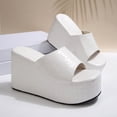 thumbnail image 6 of Hinvhai Wedge Chunky Platform Womens Sandals Backless Slip on Comfy Round Open Toe Mules Summer Sandals for Women White 9.5(43), 6 of 9