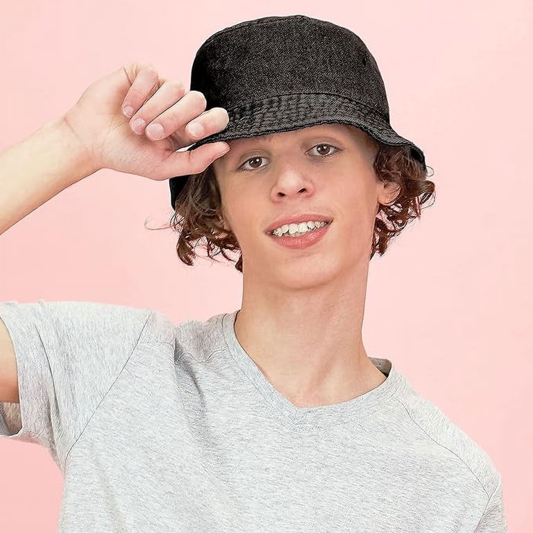 Wide Brim Bucket Sun Hat UPF 50+ Packable Cotton Denim Fishing Cap Womens Denim Bucket hat,Packable wide brim Sun Hats for  main image 2