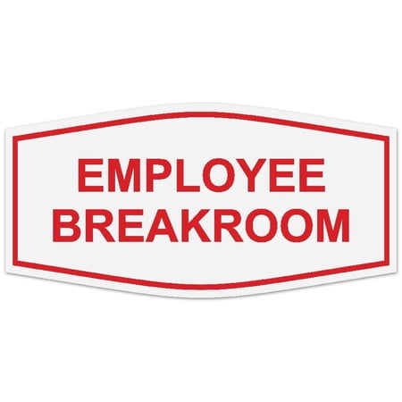 Signs ByLITA Fancy Employee Breakroom Sign - Laser-Engraved Lettering | Durable ABS Plastic | Vibrant Colors | Powerful Foam Tape (White/Red) - Small