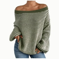 Kaemgyyd Womens off the Shoulder Sweater Trendy Casual Loose Long Sleeve Pullover Color Block Going out Tops Night Outfits