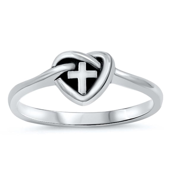 Love Knot Cross Oxidized Infinity Ring .925 Sterling Silver Band Jewelry Female Male Unisex Size 5