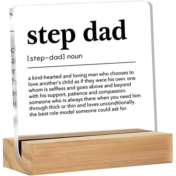 Step Dad Gifts From Daughter Son, Thank You Gifts for Stepdad Birthday Christmas Father's Day, Step Dad Definition Clear Acrylic Desk Sign for Home, 4x4 Inch