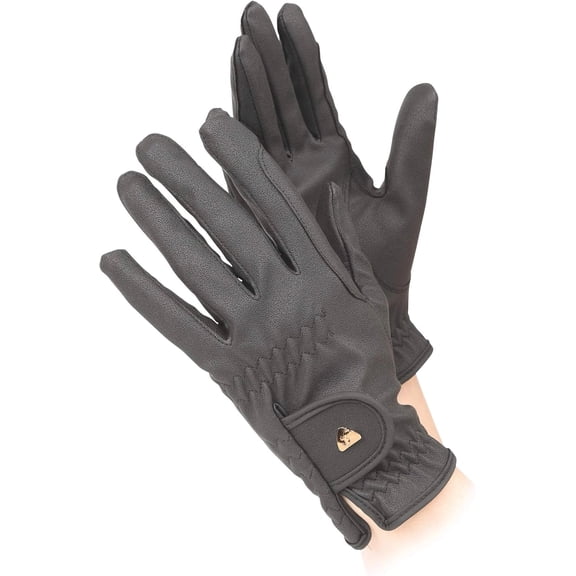 Shires Aubrion Arene Child's Riding Gloves - DuraGrip Non-Slip Synthetic Leather & Touchscreen Compatible Black / Small