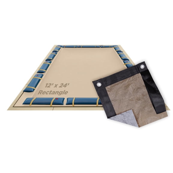 Buffalo Blizzard Rectangle Supreme Plus Tan/Silver Winter Swimming Pool Cover, 12' x 24'