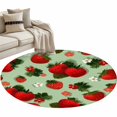thumbnail image 2 of Sage Green Strawberry Round Area Rug 4ft, Spring Floral Watercolor Summer Botanical Washable Non-Slip Circle Rugs for Bedroom Living Room Kitchen, Soft Non Shedding Circle Carpet for Dining Room Dorm, 2 of 9