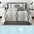 thumbnail image 2 of Lanco 7 Piece White Grey Comforter Set, King Sizeï¼ All Season Geometric Pattern Bedding Set, Matching Bed Skirt, Pillows & Shams, 2 of 7