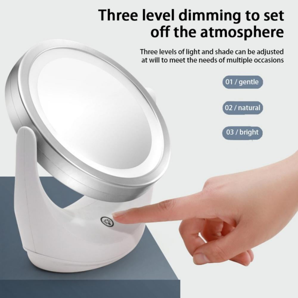 LED Lighted Makeup Vanity Mirror Rechargeable,1x/5x Magnification
