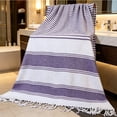 thumbnail image 4 of Beach Towel with Tassels Striped Quick Dry Lightweight 100x180cm for Travel Pool Camping Picnic, 4 of 6