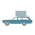 thumbnail image 2 of 1969 Plymouth Satellite Station Wagon with Camp'otel Rooftop Sleeper Tent, Blue - Greenlight 38010B/48 - 1/64 scale Diecast Model Toy Car, 2 of 3