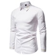 thumbnail image 2 of RUTAYY Men's Shirts Embroidered Asymmetrical Long Sleeve Solid Color Denim Shirt Turndown Collar Comfortable Breathable Chic Holiday Blouse, 2 of 8