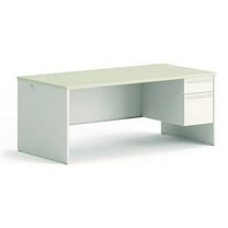 HON 38000 Series Right Pedestal Desk, 72" x 36" x 30", Light Gray/Silver