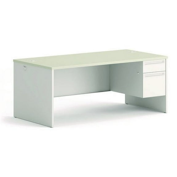HON 38000 Series Right Pedestal Desk, 72" x 36" x 30", Light Gray/Silver