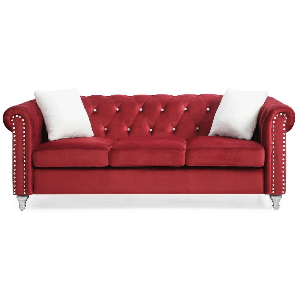 Glory Furniture Raisa Sofa in Burgundy Color
