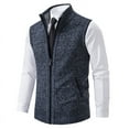 thumbnail image 4 of Chaleco de punto para hombre, chaleco sin mangas con cuello alto, chaleco con cremallera engrosada, 4 of 6