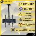 thumbnail image 2 of Soporte Tv Techo Pared Ajustable Con Giro 360° Soporte Para Tv, Base Para Tv 26 A 60 Pulgadas Color Negro Emetres Soporte de Techo, 2 of 8