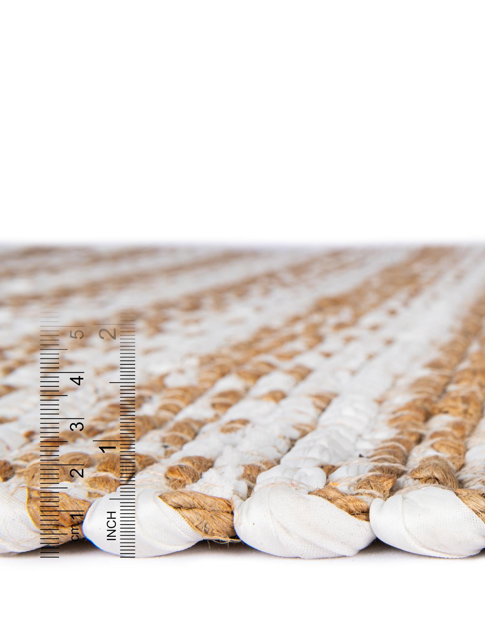Unique Loom Chindi Jute Collection Area Rug (10' x 14' 1" Rectangle White/Natural)